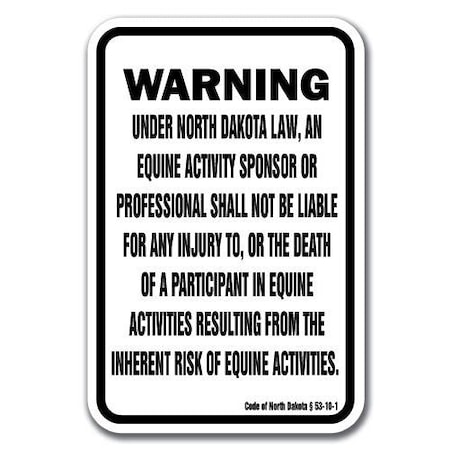 Signmission Safety Sign, 18 in Height, Aluminum, 12 in Length, Equine - North Dakota A-1218 Equine - North Dakota